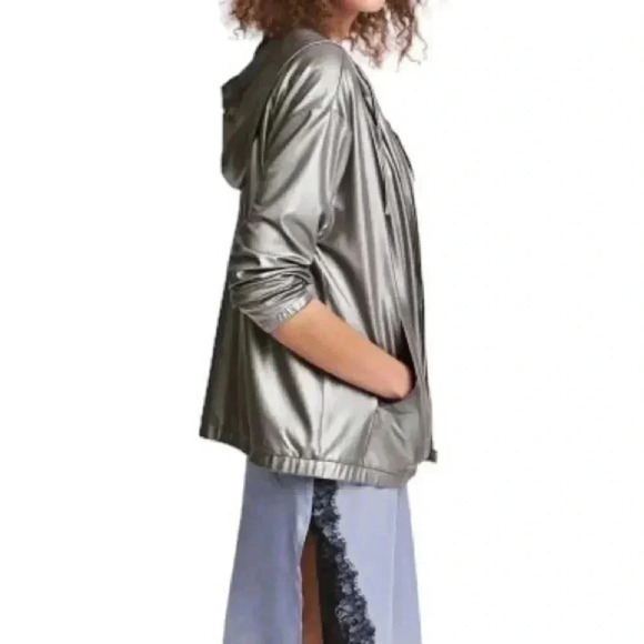 H&M x Coachella Collection Metallic Silver Hooded Zip - Picture 1 of 7